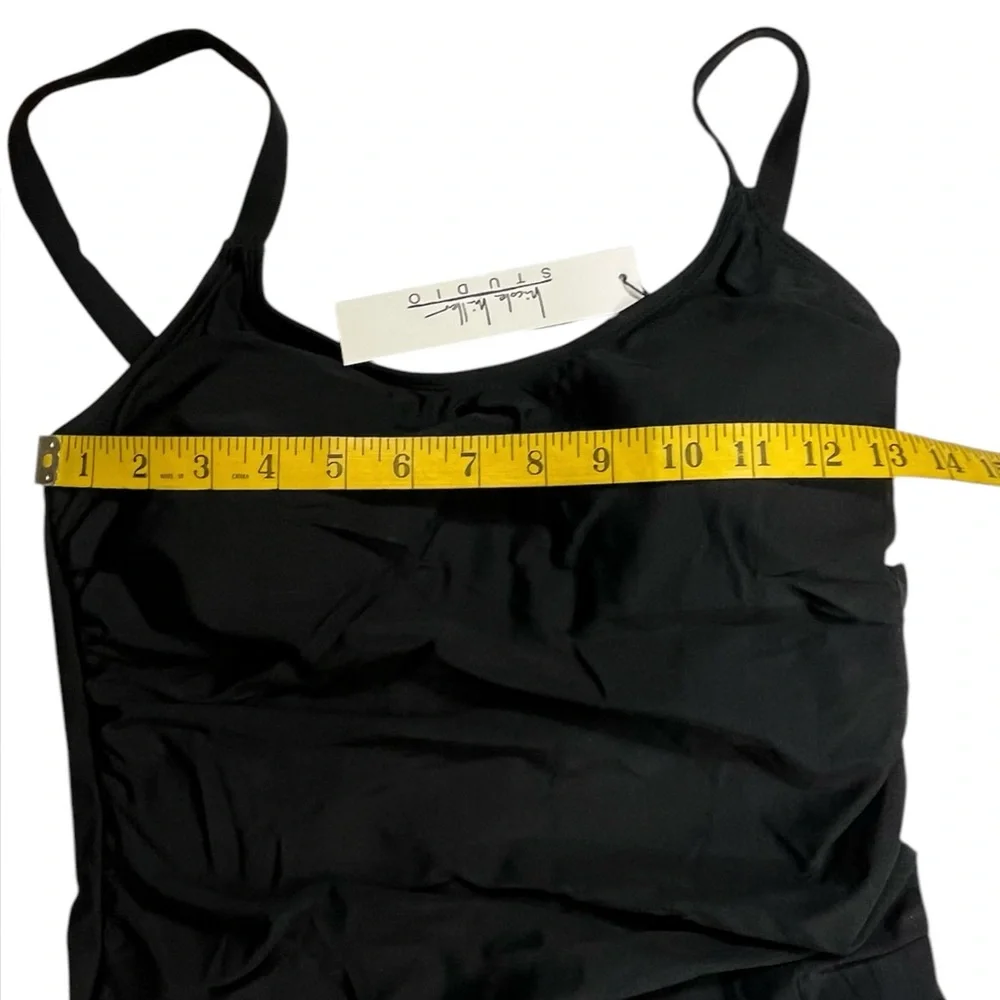 Nicole Miller Black One Piece Swimsuit NWT Sz M Adjustable Thin Straps Classic